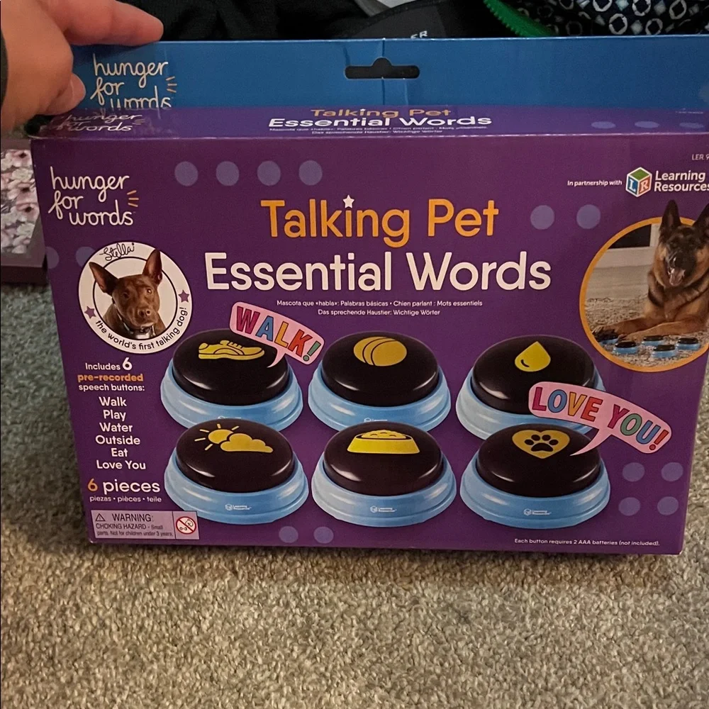 Hunger for Words Talking Pet Essential Words Dog Toy - Purple and Yellow